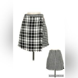 (B1)‎ GB Girls Tween Teen Black White Plaid Fringe Colorblock Preppy Skirt 12